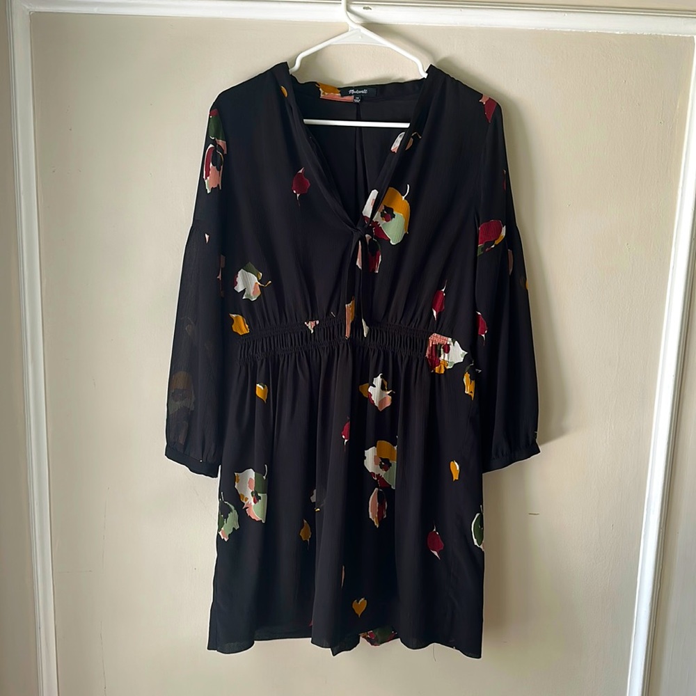 Madewell Floral Dress with Neck Tie